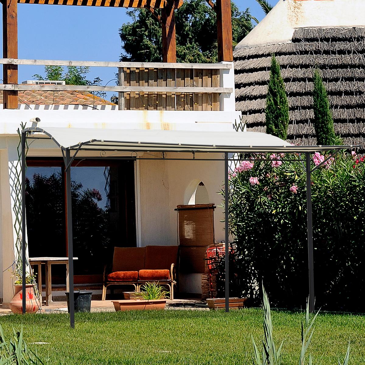 PAVILLON Stahl+Polyester Creme+Schwarz - Creme, Metall (250/250/300cm) - Outsunny