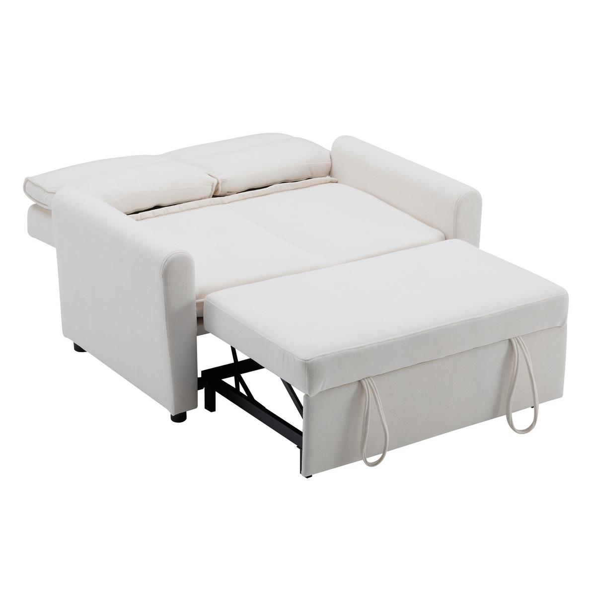 SCHLAFSOFAS mit abnehmbaren Kissen und verstellbarer Rückenlehne - Beige, Holzwerkstoff/Textil (127/87/90cm) - Urban Meuble