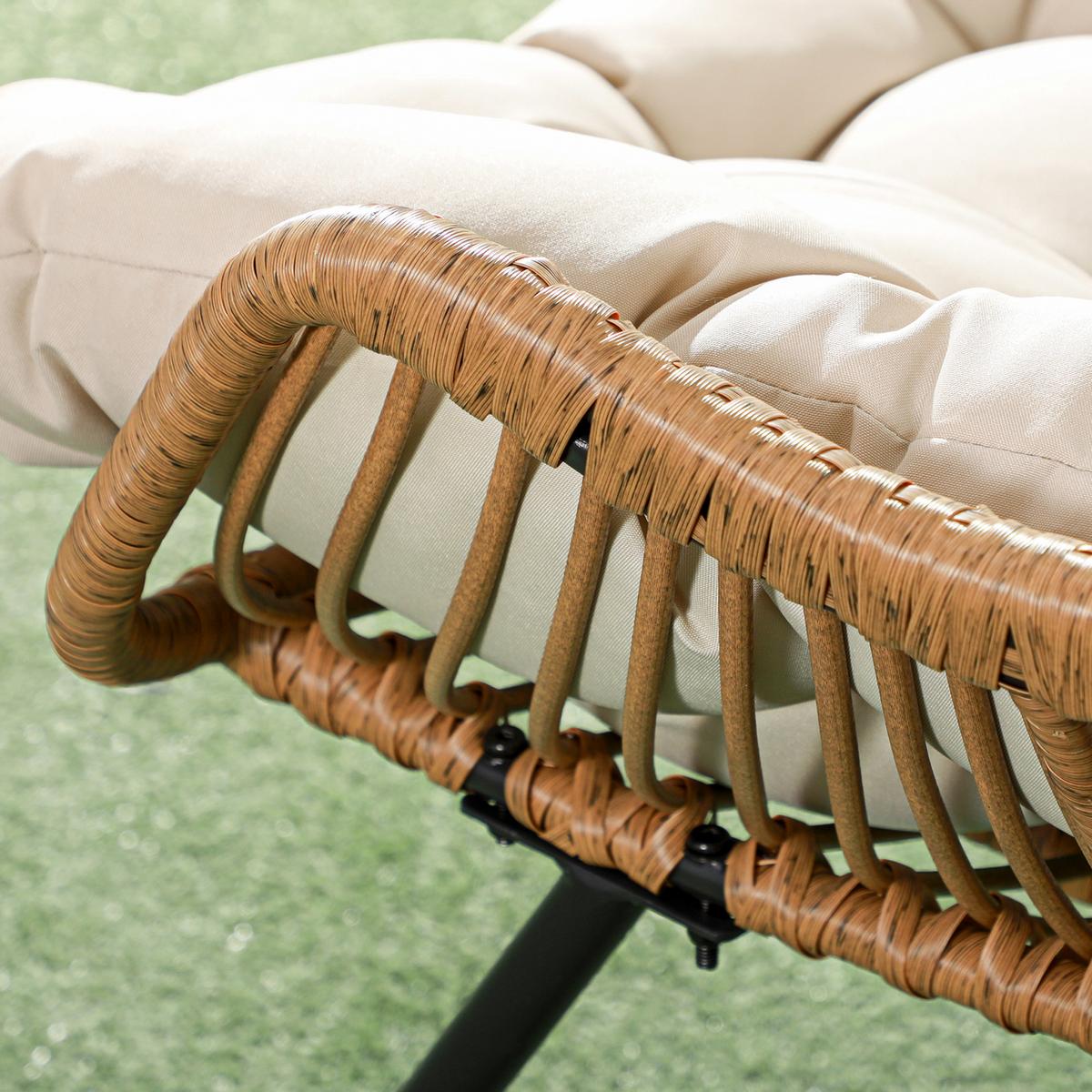 GARTENSESSEL mit dickem Sitzkissen, Stahl, Khaki, 75 x 101 x 90 cm - Braun, Kunststoff (75/90/101cm) - Outsunny