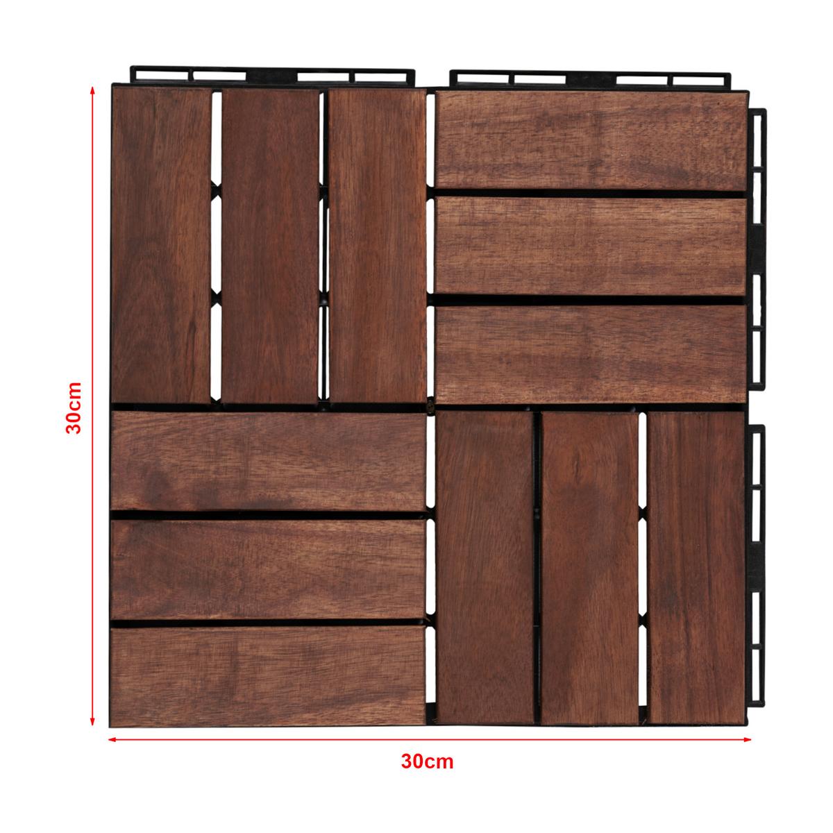 KLICKFLIESEN-SET 10 TLG. Alliste - Braun, Holz (30/30/1.9cm) - casa.pro