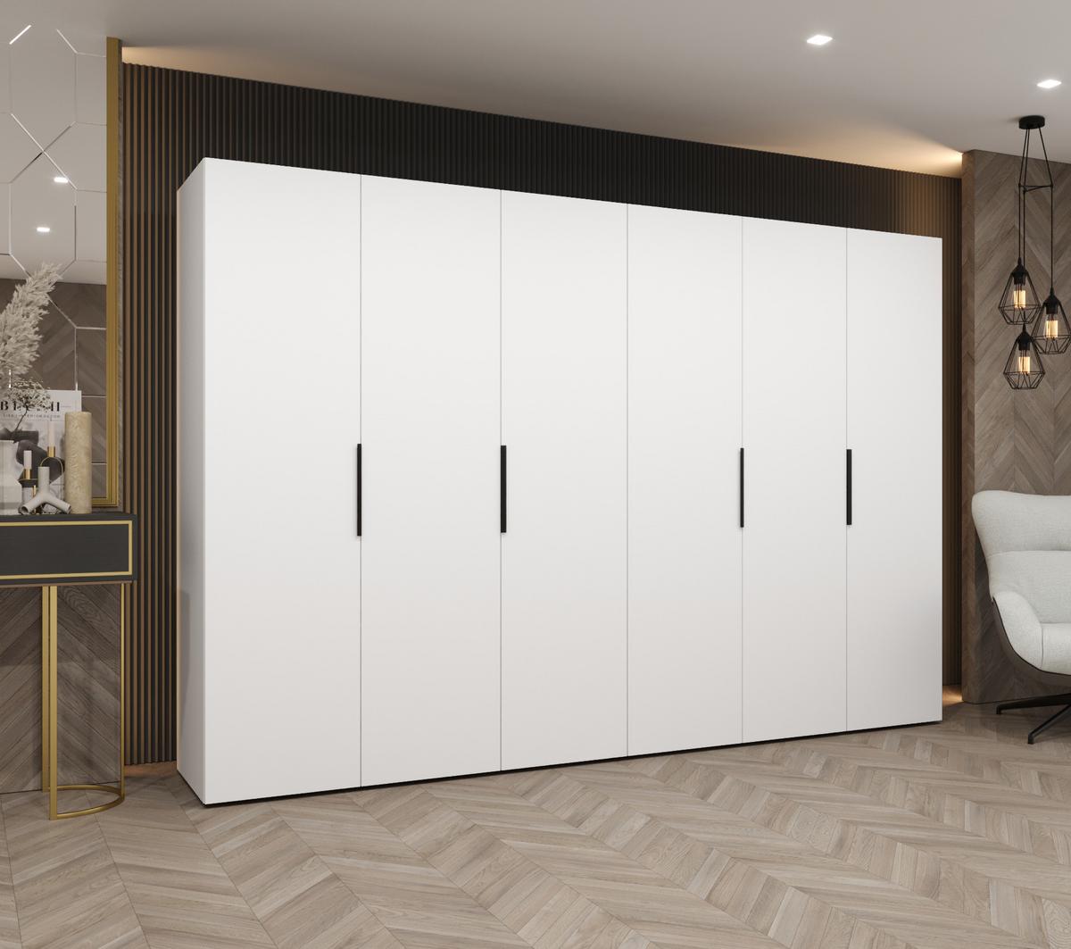 DREHTÜRENSCHRANK 202/300/52 6-türig - Schwarz/Weiß, Holz (300/202/52cm) - MÖBEL KRYSPOL