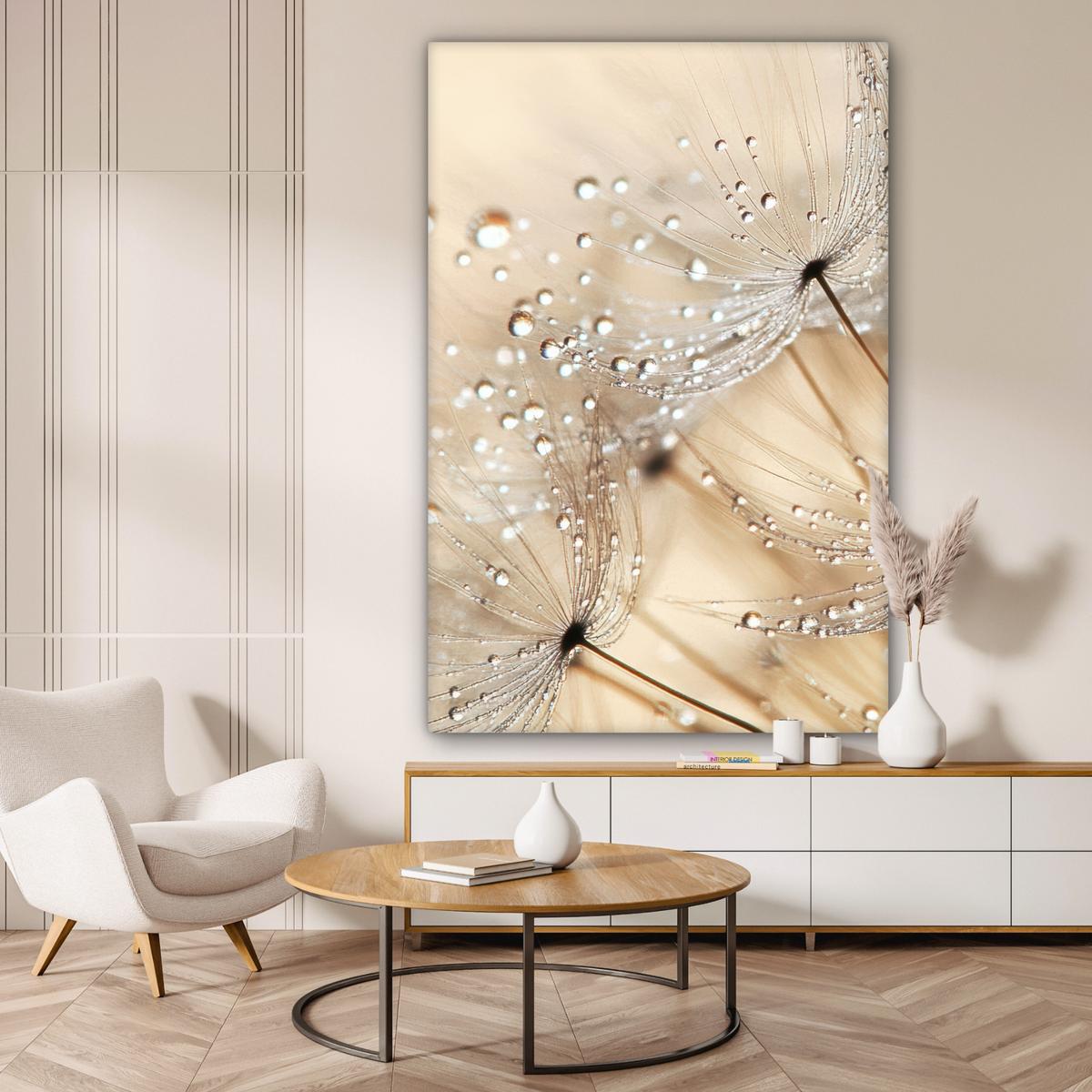 LEINWANDBILD Löwenzahn - Abstrakt - Natur - Beige Deko Groß 90x140 cm - Braun, Textil (90/140cm) - MuchoWow