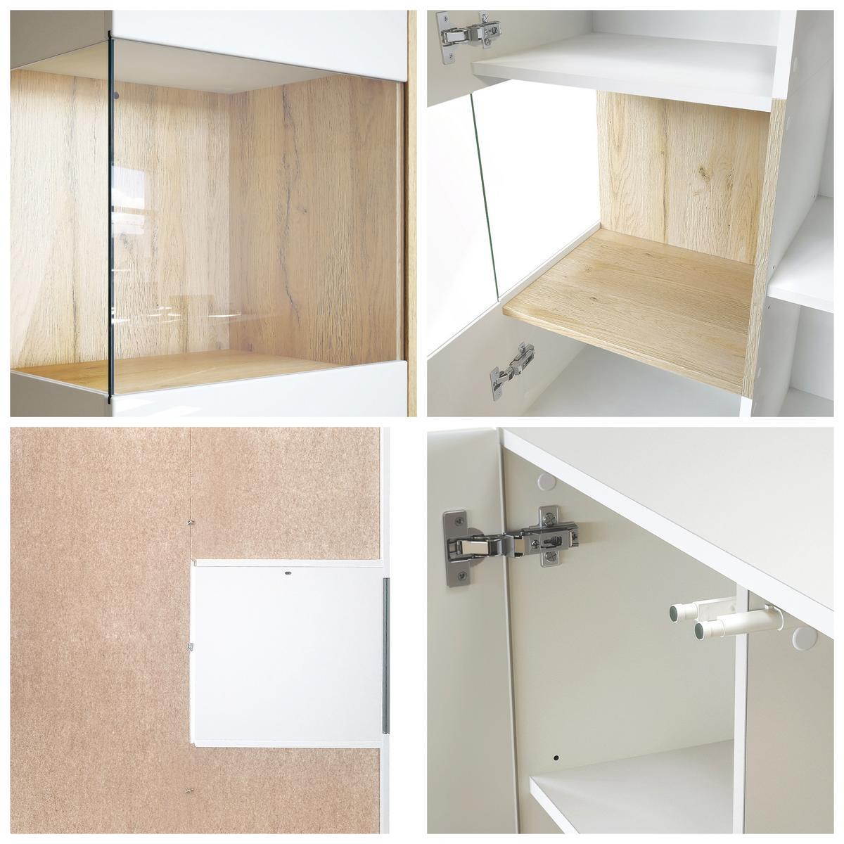 VITRINE Morena Einsatz in Eiche Nordic - Silbereichenfarben, Holzwerkstoff (91.5/136.5/37cm) - Vladon