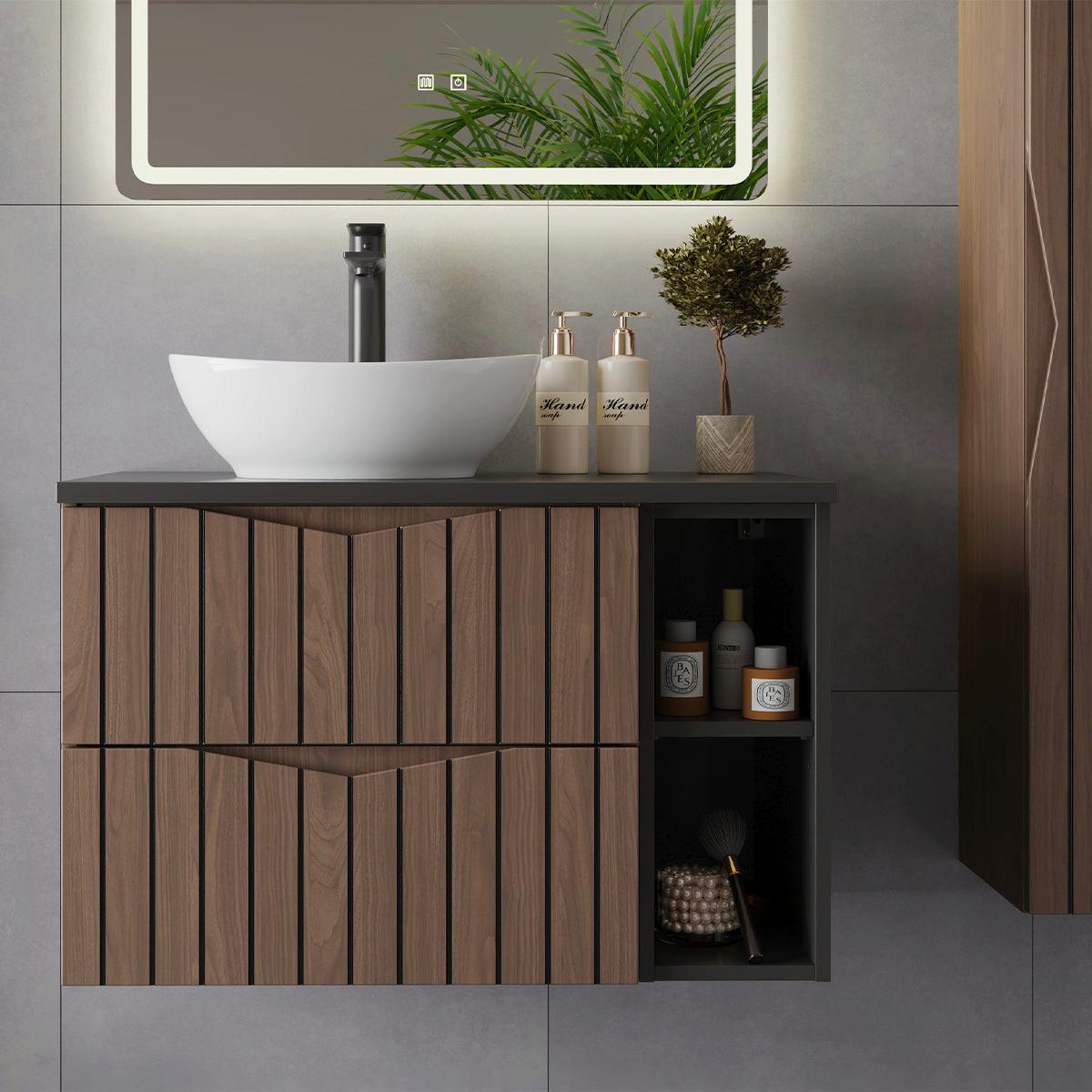 WASCHTISCHUNTERSCHRANK 80.6cm Siena Holz und Schwarz - Schwarz, Holzwerkstoff (80.6/52.2/46.5cm) - Petits-meubles
