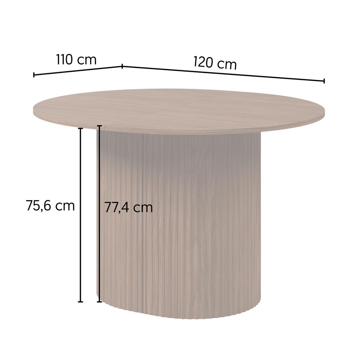 ESSTISCH Carlo, Runder ausziehbarer 120-220 cm, Walnuss - Walnussfarben, Holzwerkstoff (110/120/77cm) - Beautysofa