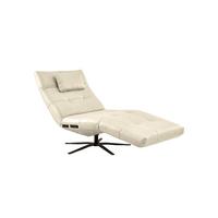 RELAXLIEGE LETICIA Weiß Leder Drehbar (360°), Relaxfunktion - Schwarz/Weiß, Leder/Metall (82/115/156cm) - KAWOLA