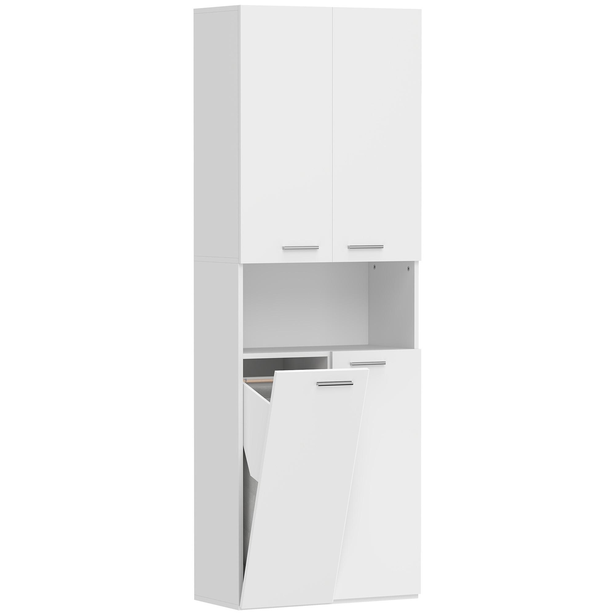BADEZIMMERSCHRANK aus MDF 60/30/174 cm Weiß - Weiß, Holzwerkstoff/Metall (30/174/60cm) - HOMCOM