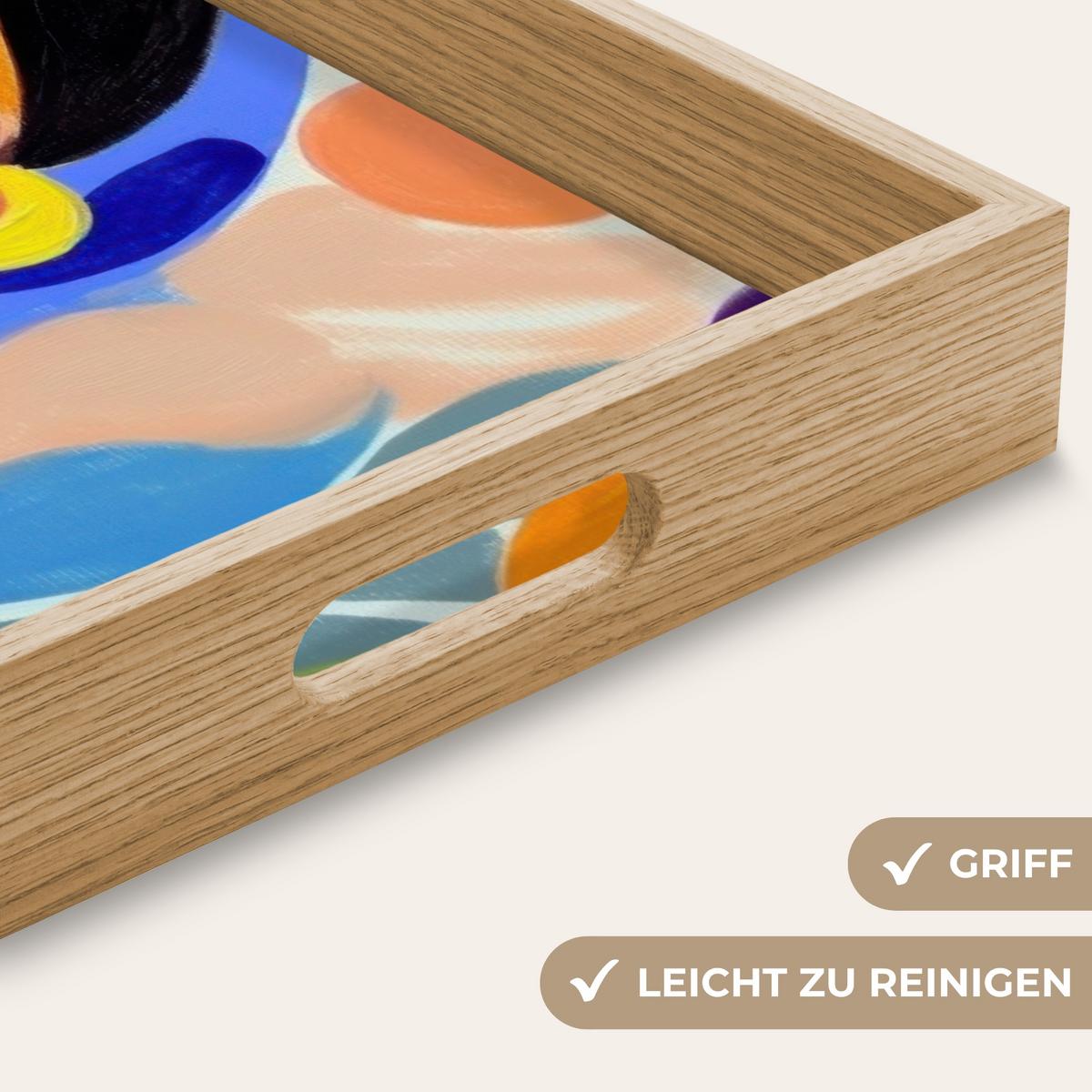 TABLETT Porträt - Frau - Modern 50x35 cm - Multicolor, Holz (50/5/5cm) - OnlyWow