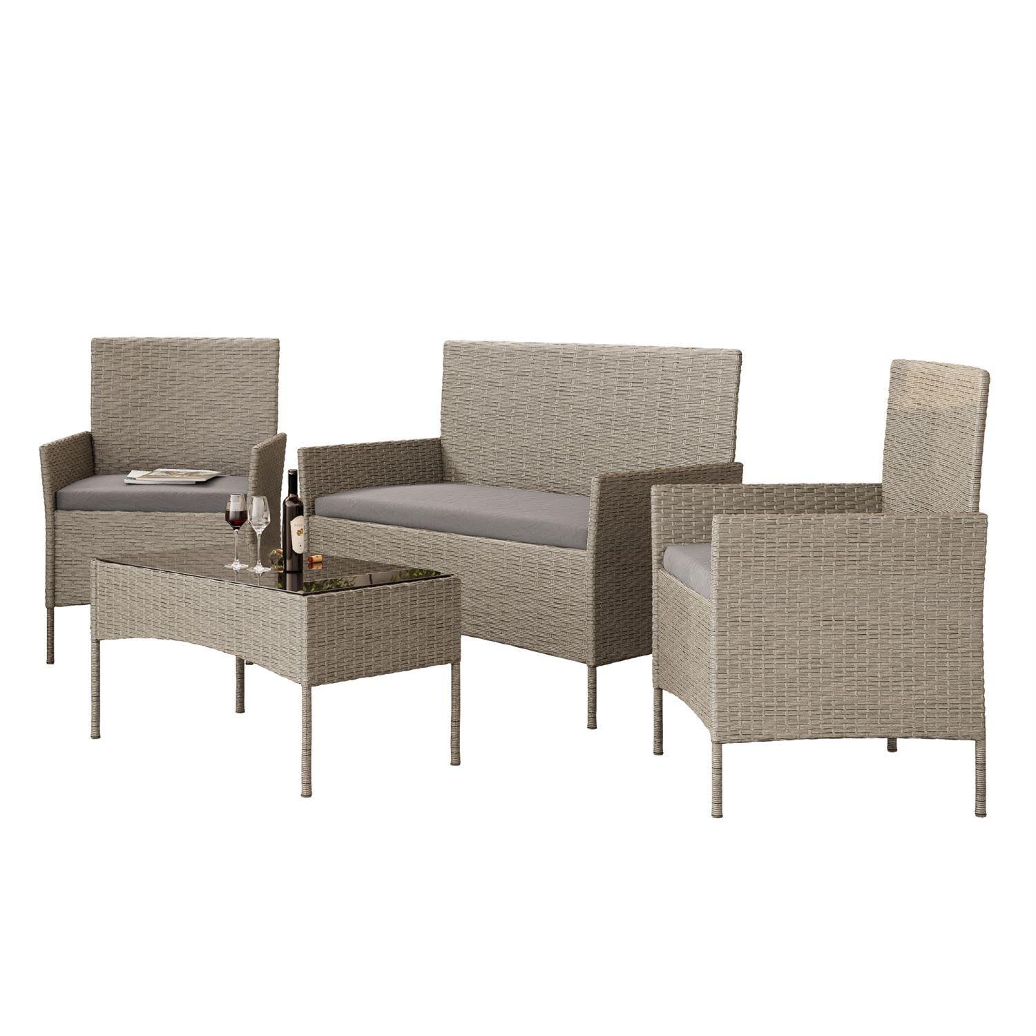 LOUNGEGARNITUR PERGOLA Rattan Gartenmöbelset - Grau, Kunststoff - Lookway
