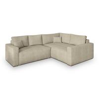 ECKSOFA ERONIS R-S Creme Kordstoff mit Schlaffunktion - Creme, Holz (265/194cm) - MASSENO