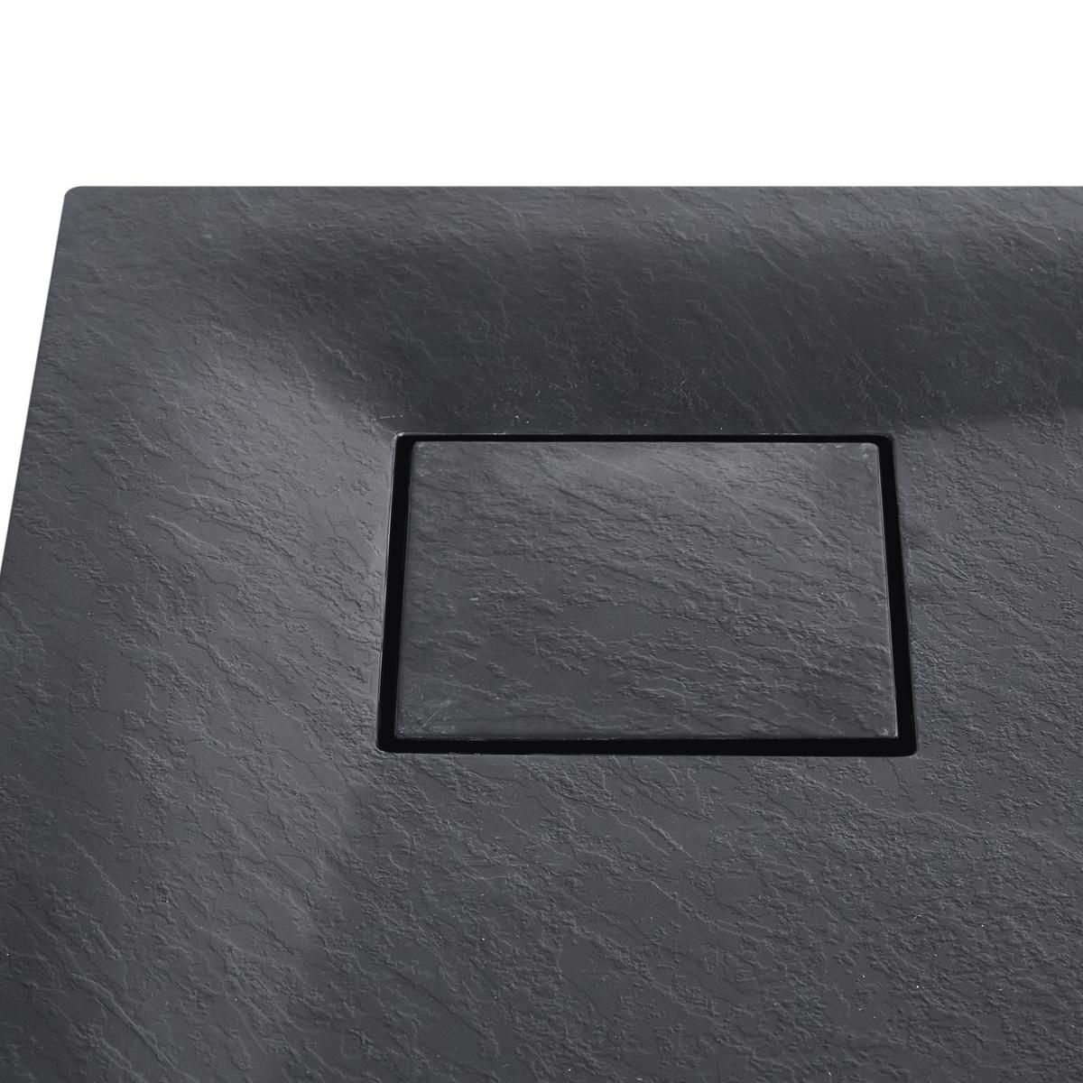 DUSCHWANNE 80/80/3 cm Schwarz Paron - Schwarz, Kunststoff (80/3/80cm) - Beliani