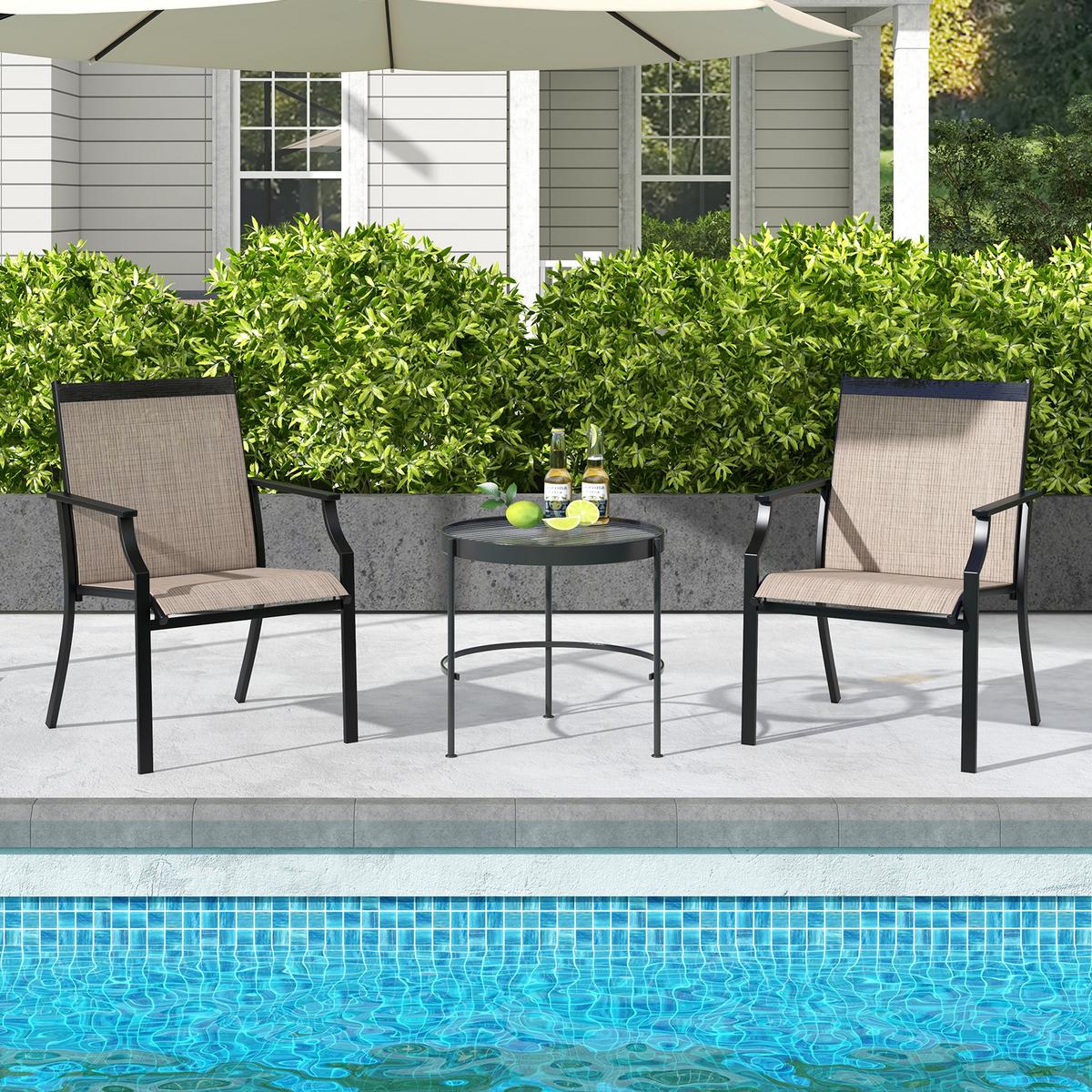 GARTENSTÜHLE Kaffee(2er-Set) - Braun, Metall (66/90/61cm) - COSTWAY