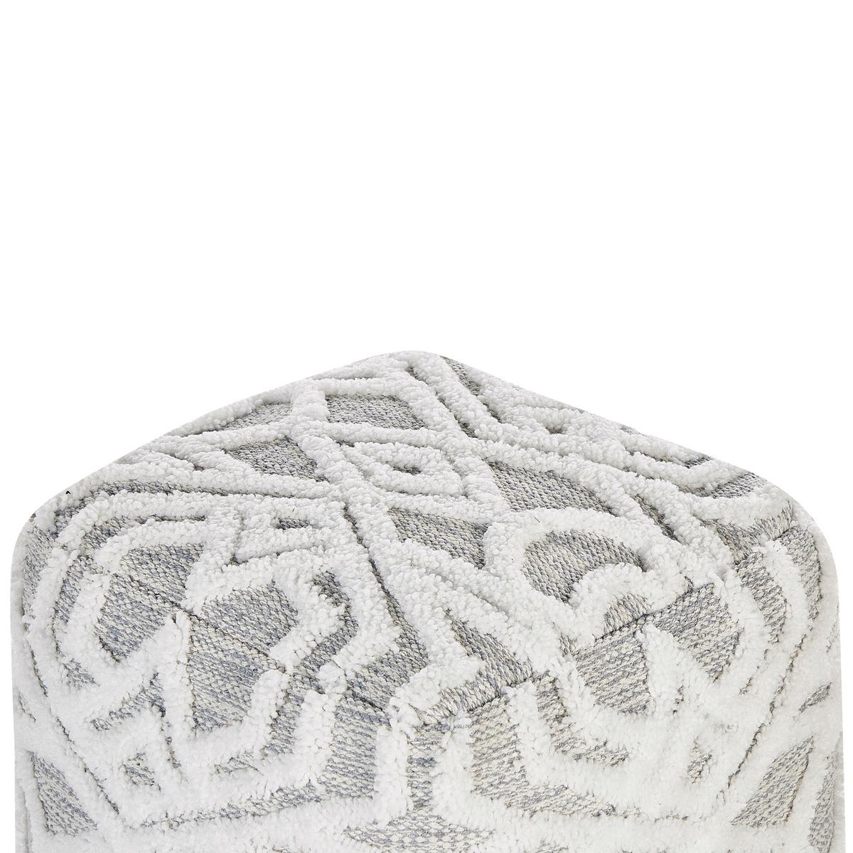 POUF Bhilwara 40/40/40 cm - Weiß, Naturmaterialien/Textil (40/40/40cm) - Beliani
