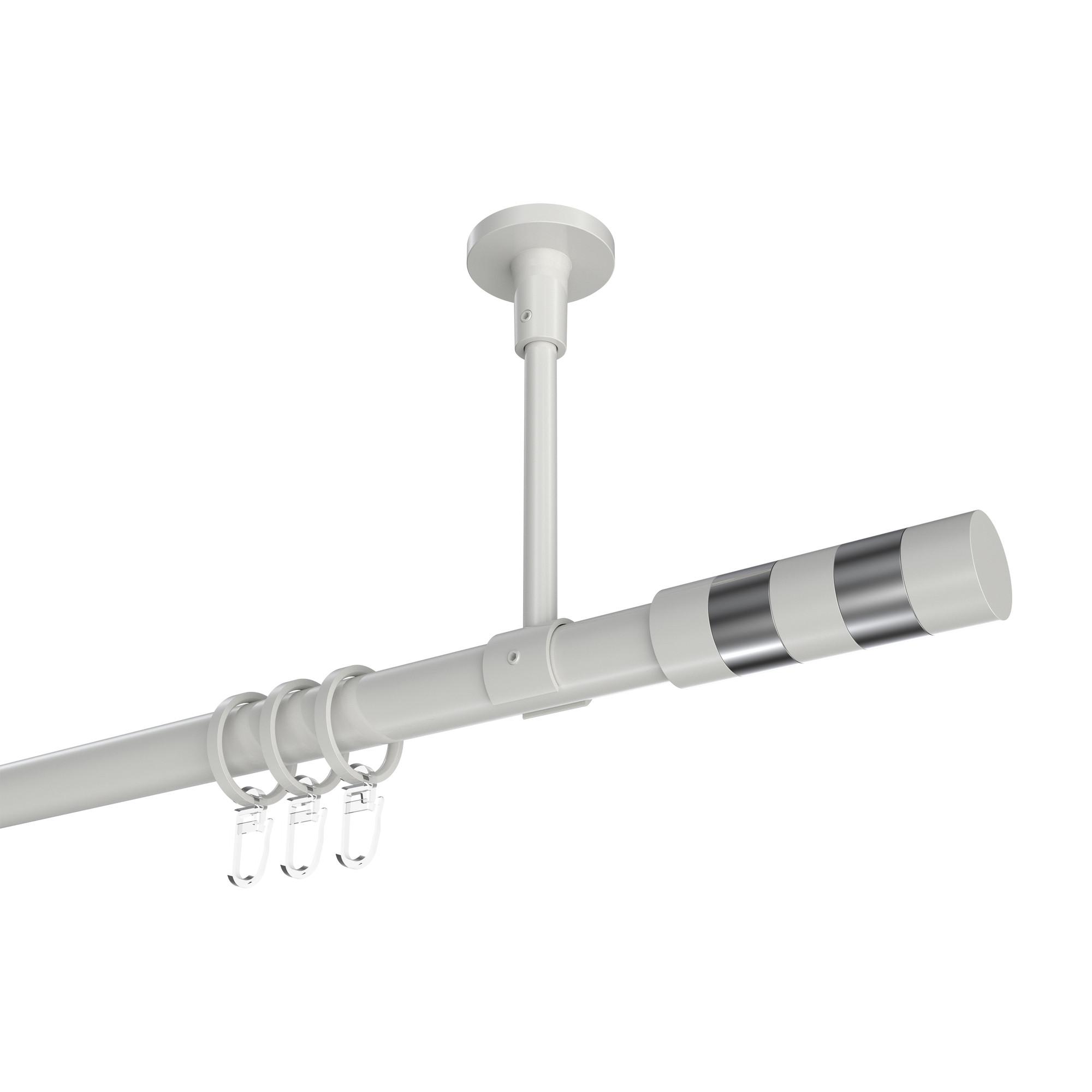 GARDINENSTANGE Sonette Mavell 520 cm (geteilt in 4 x 130 cm), 1-läufig, 20 mm Ø Weiß - Chromfarben/Weiß, Metall (520cm) - INTERDECO