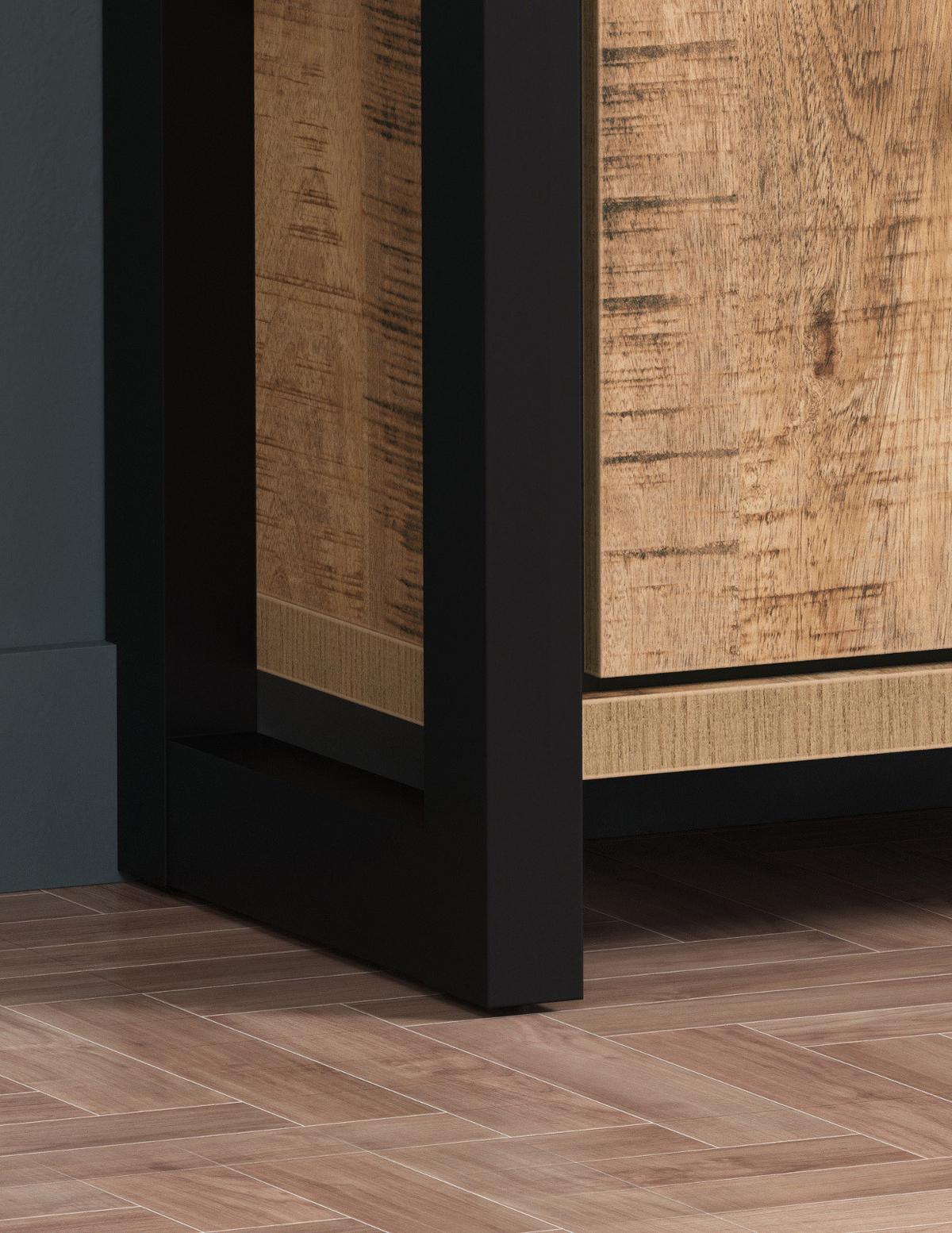 FLURKOMMODE Mango, schwarz 73 x 100 cm, Schuhschrank in modernem Design - Schwarz/Naturfarben, Holzwerkstoff/Metall (73/100/39cm) - Top.Furn