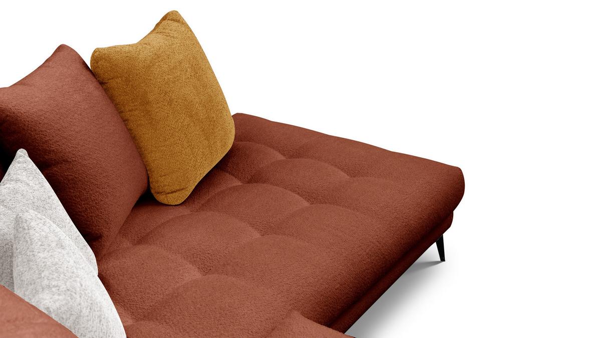 ECKSOFA CALME 5-Sitzer, dunkelorange und écru - Dunkelorange/Schwarz, Holz/Textil (294/229cm) - Wozimo