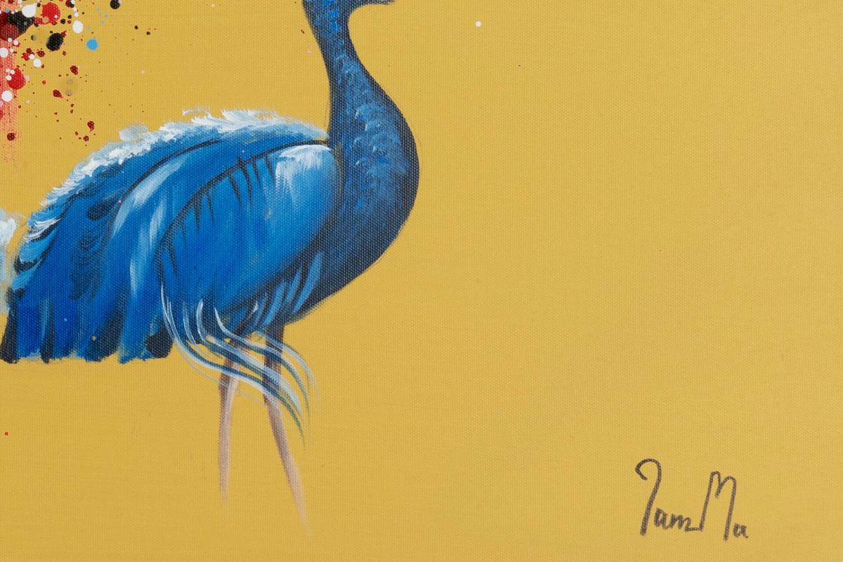 ACRYLBILD HANDGEMALT 90/60 cm - Blau/Pink, Holz/Textil (90/60cm) - KUNSTLOFT