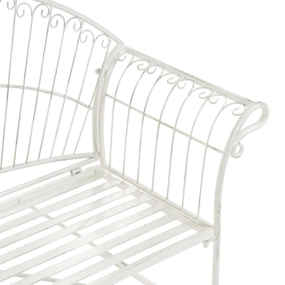 GARTENBANK 130 cm Metall Cremeweiß Gualea - Creme/Weiß, Metall (130/97/61cm) - Beliani