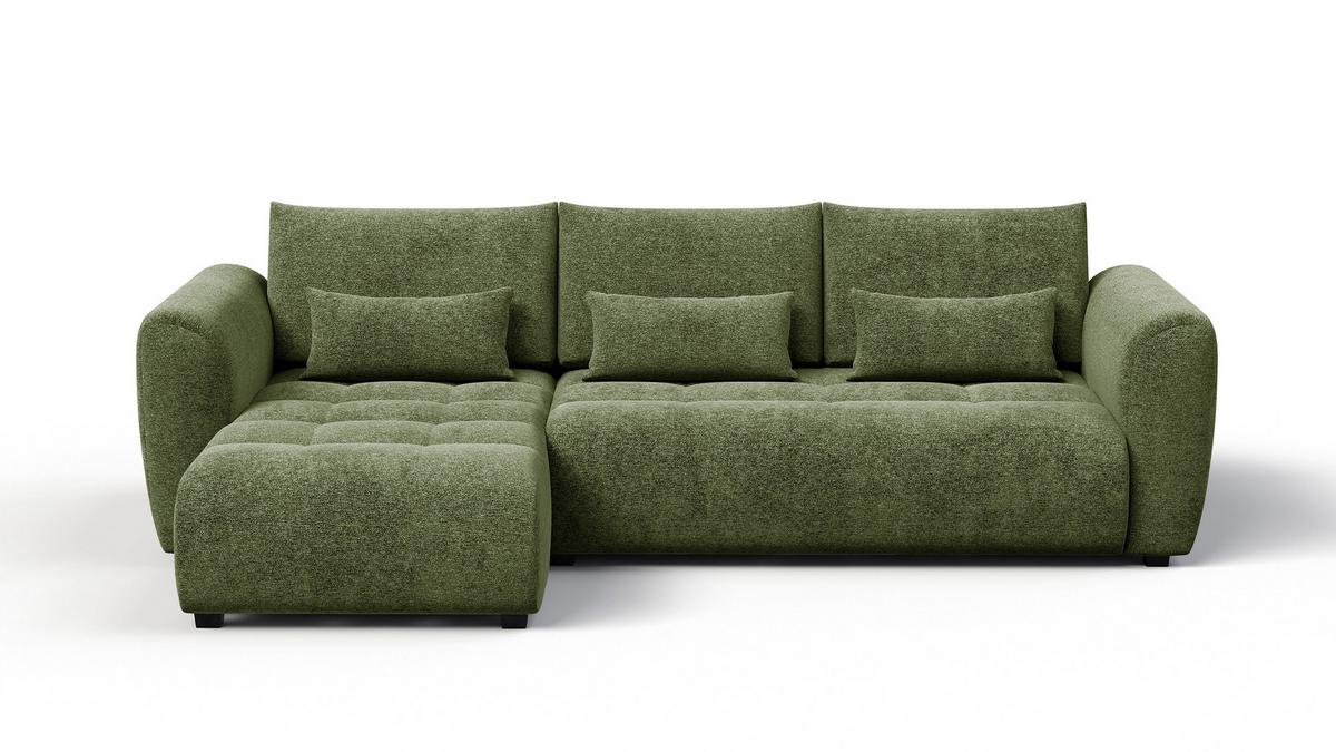 ECKSOFA SORENO 4-Sitzer, dunkelgrün - Dunkelgrün/Schwarz, Holz/Textil (293/171cm) - Wozimo