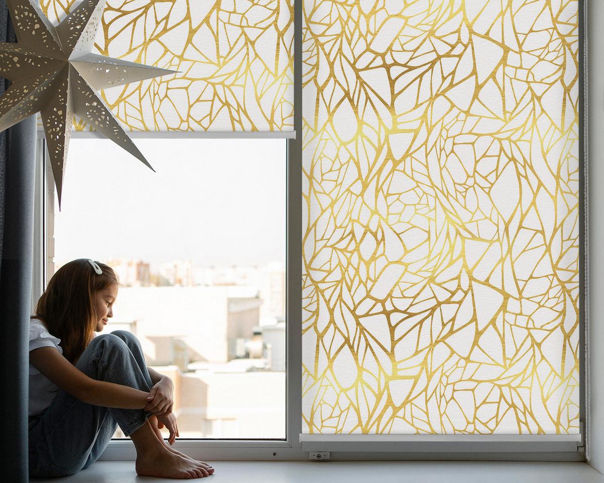 INNENROLLO - Fensterrollo - Rollo - 110x140 cm - Gelbes Muster - Gelb, Kunststoff (110/140/0.5cm) - TULUP