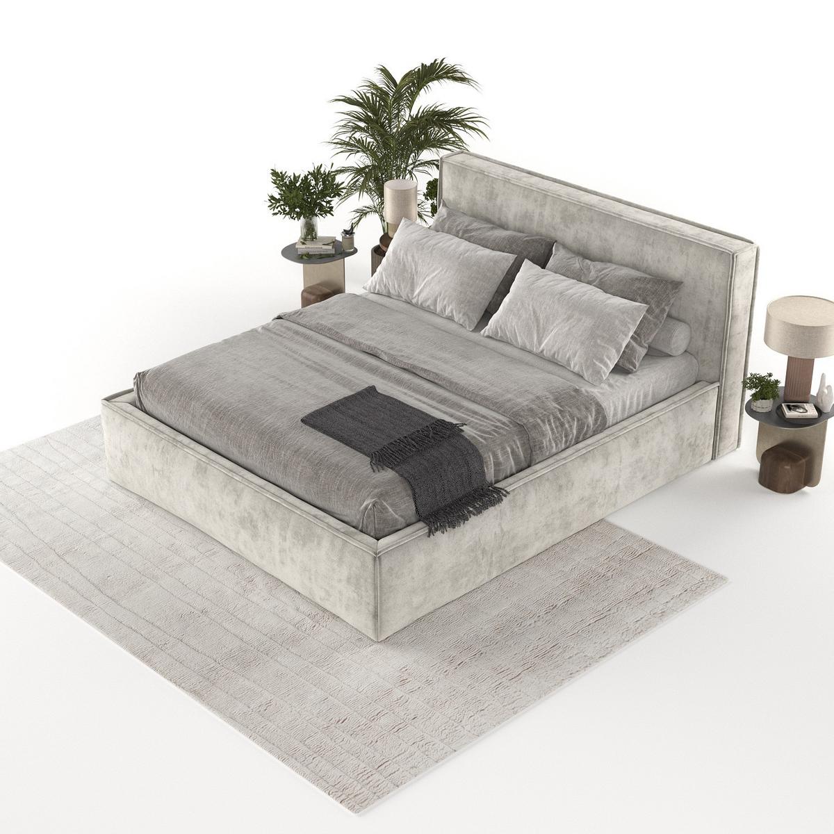 POLSTERBETT Sato mit Stauraum 180/200 cm Beige im Terra NW Stoff - Greige/Schwarz, Holz/Holzwerkstoff (180/200cm) - AltaBeds