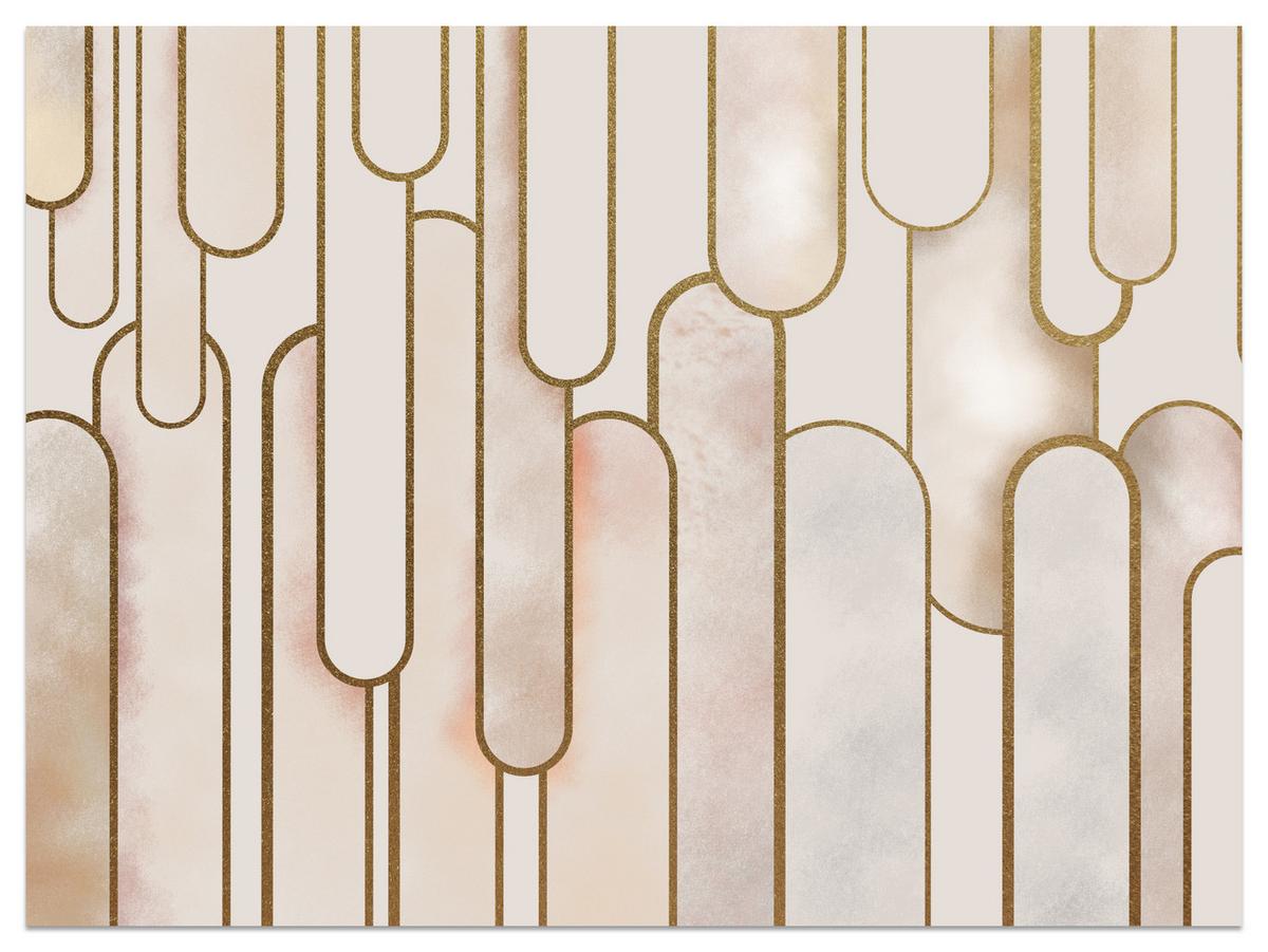 FOTOTAPETE für Wohnzimmer Abstraktion Art Deco 350x256 - Beige/Rosa, Papier (350/256cm) - Muralo