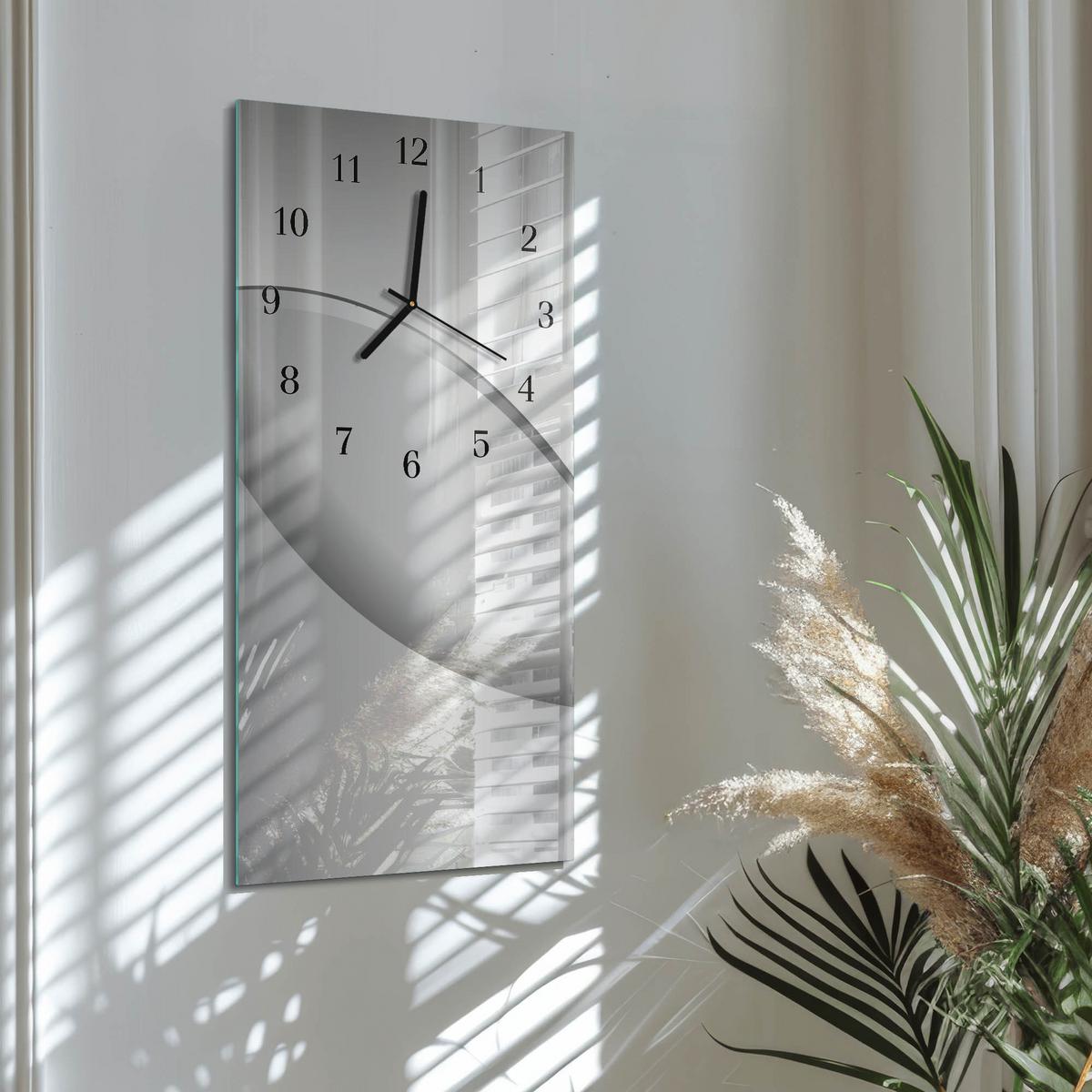 WANDUHR aus Glas 30x60 cm - Muster - Grau, Glas (30/60/0.4cm) - TULUP