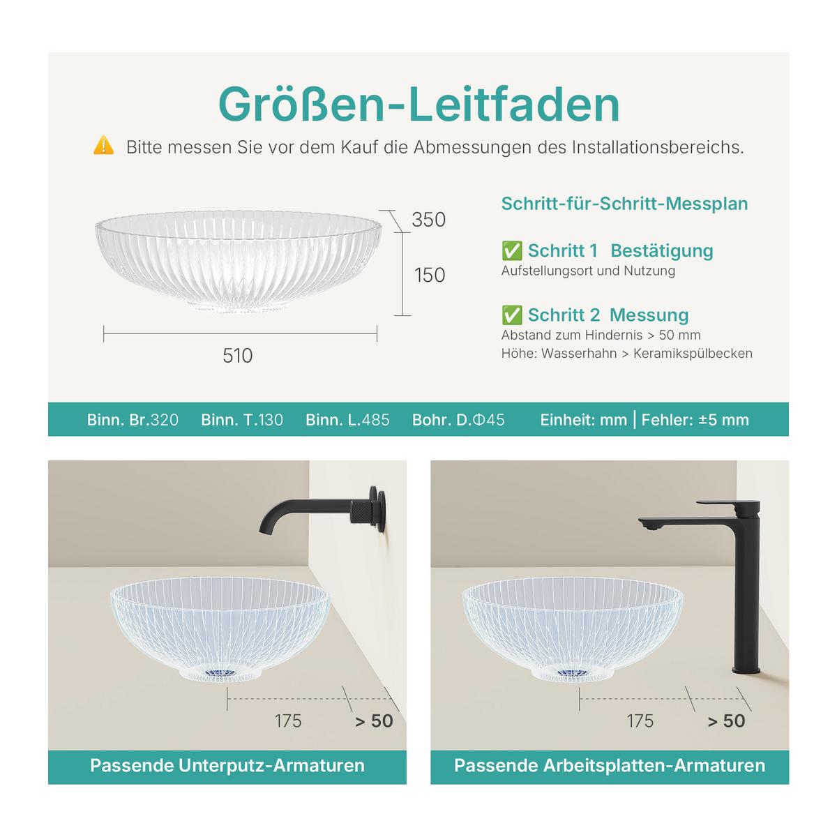 WASCHBECKEN Oval Glas Transparent 51 / 35 / 15 cm - Transparent, Glas (51/15/35cm) - EMKE