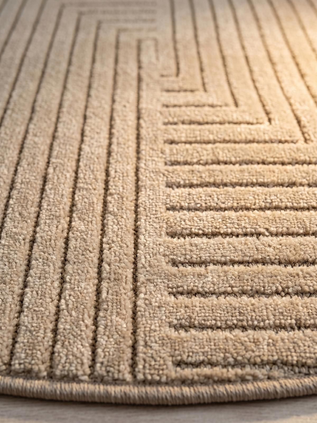 TEPPICH Outdoor ENGADIN in Beige, im Skandi-Stil mit 3D-Design, aus Polypropylen, Ø 160 cm - Beige, Textil (160/160cm) - KADIMA DESIGN