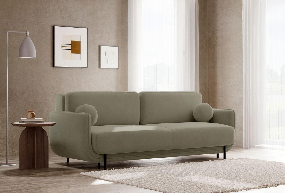 SCHLAFSOFA Ovals Salbeigrün - Schwarz/Hellgrün, Textil/Metall (236/95/96cm) - Selsey