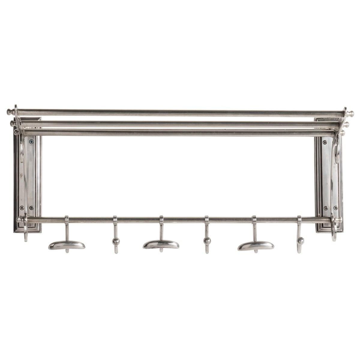 WANDGARDEROBE mit 6 Haken und Hutständer - 66/26/29 cm - Silberfarben, Metall (32/29/32cm) - Signature