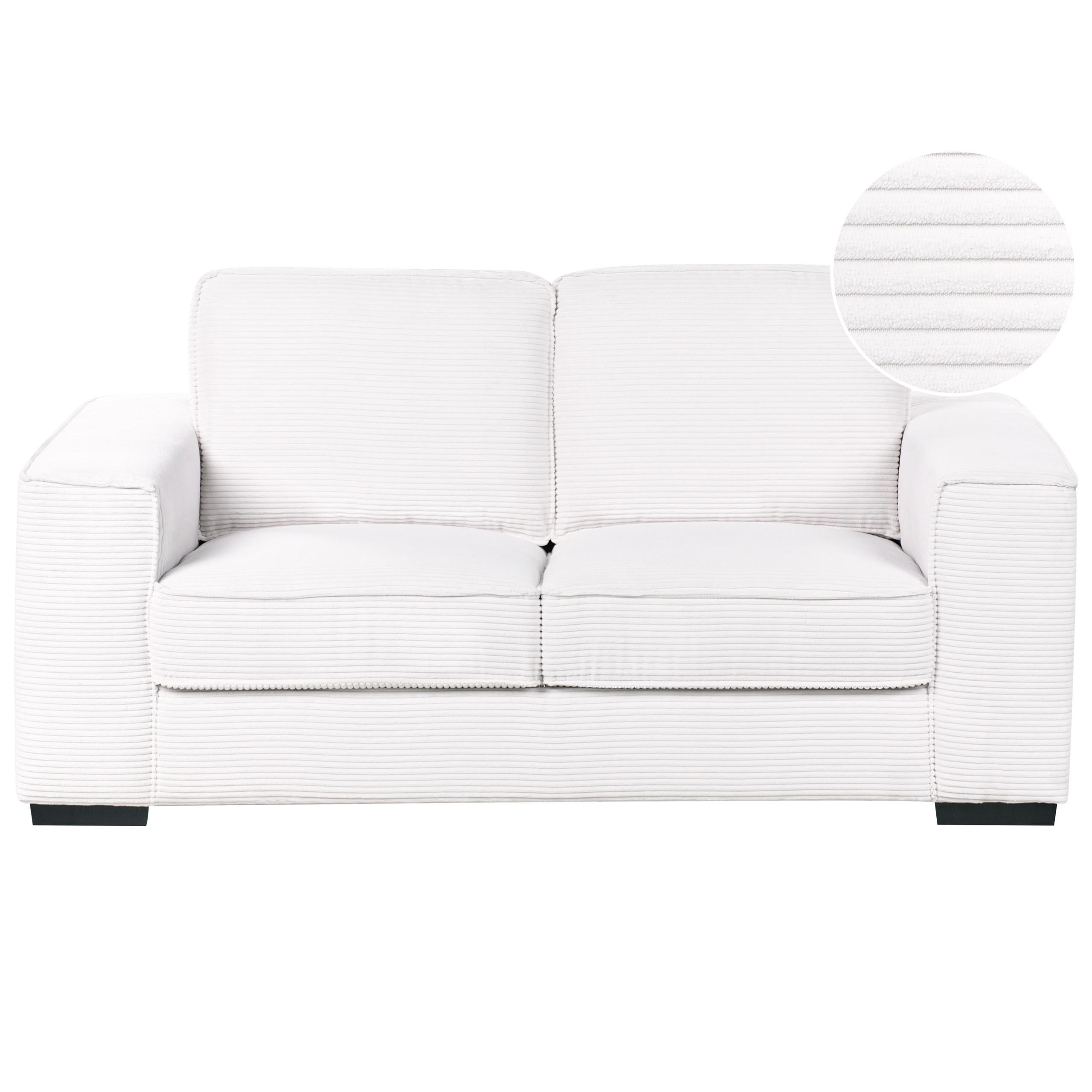 2-SITZER Cord Weiß Vikran - Weiß, Textil (176/88/99cm) - Beliani