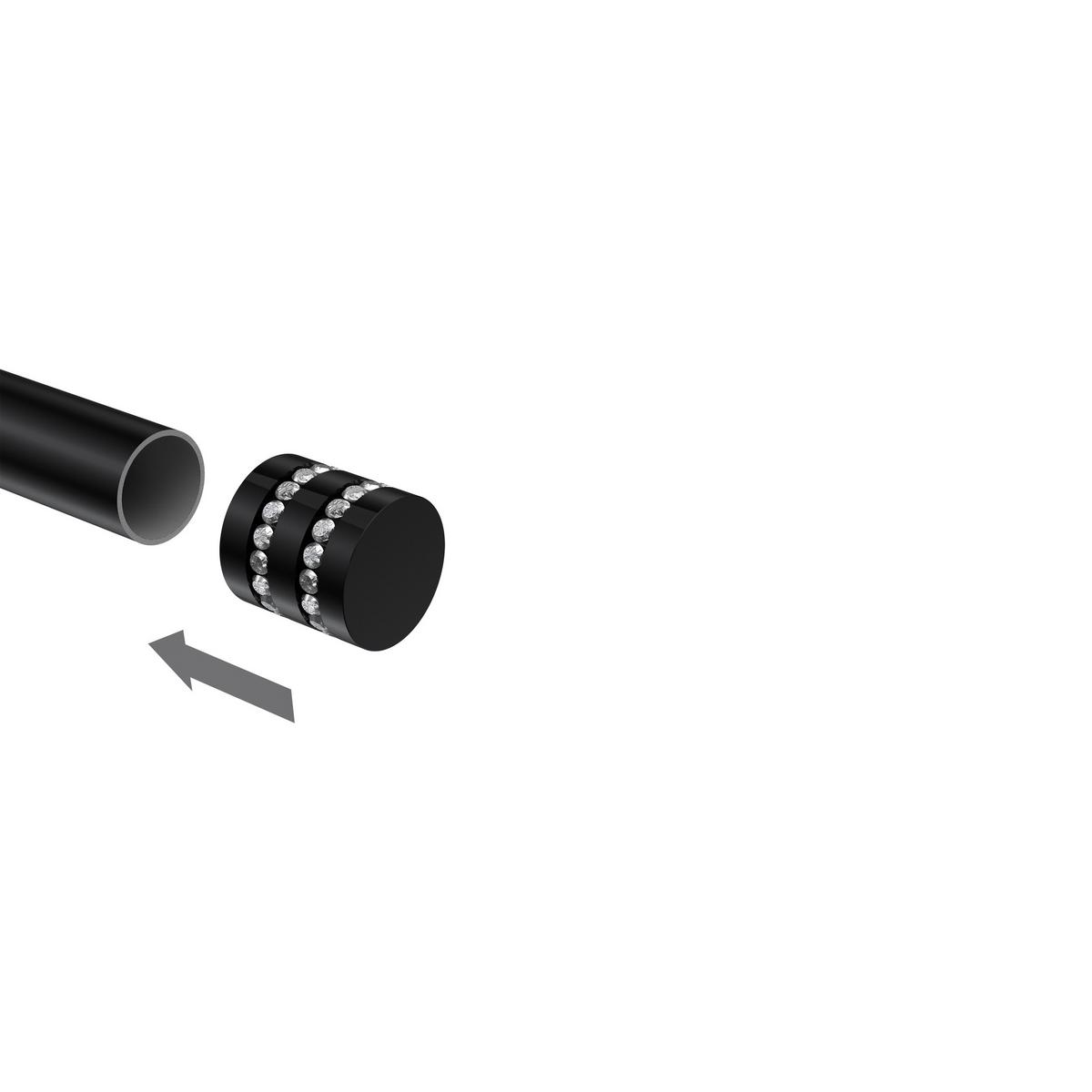 ENDSTÜCKE FÜR GARDINENSTANGEN 20 mm Ø, Estana Schwarz, Packung 2 Stück - Schwarz, Metall (2.6/2.8/2.8cm) - INTERDECO