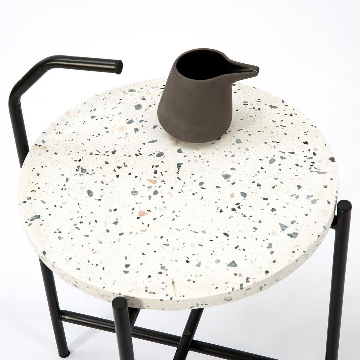 BEISTELLTISCH Yala, weißer Terrazzo - Weiß, Stein (51/41/41cm) - VS Venta-stock