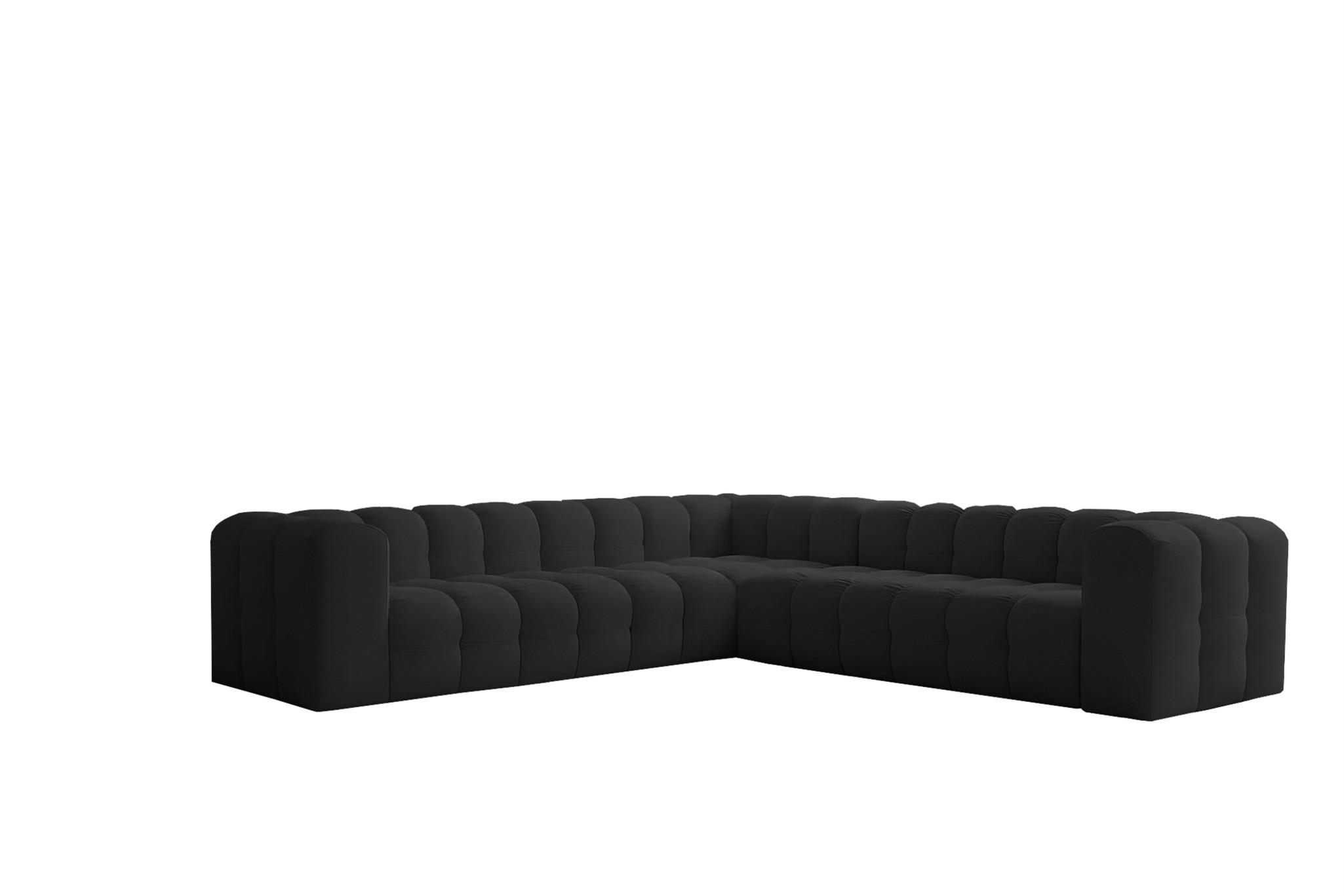 ECKSOFA Solvie In Tiffani - Schwarz, Holzwerkstoff/Textil (300/300cm) - Fun Möbel