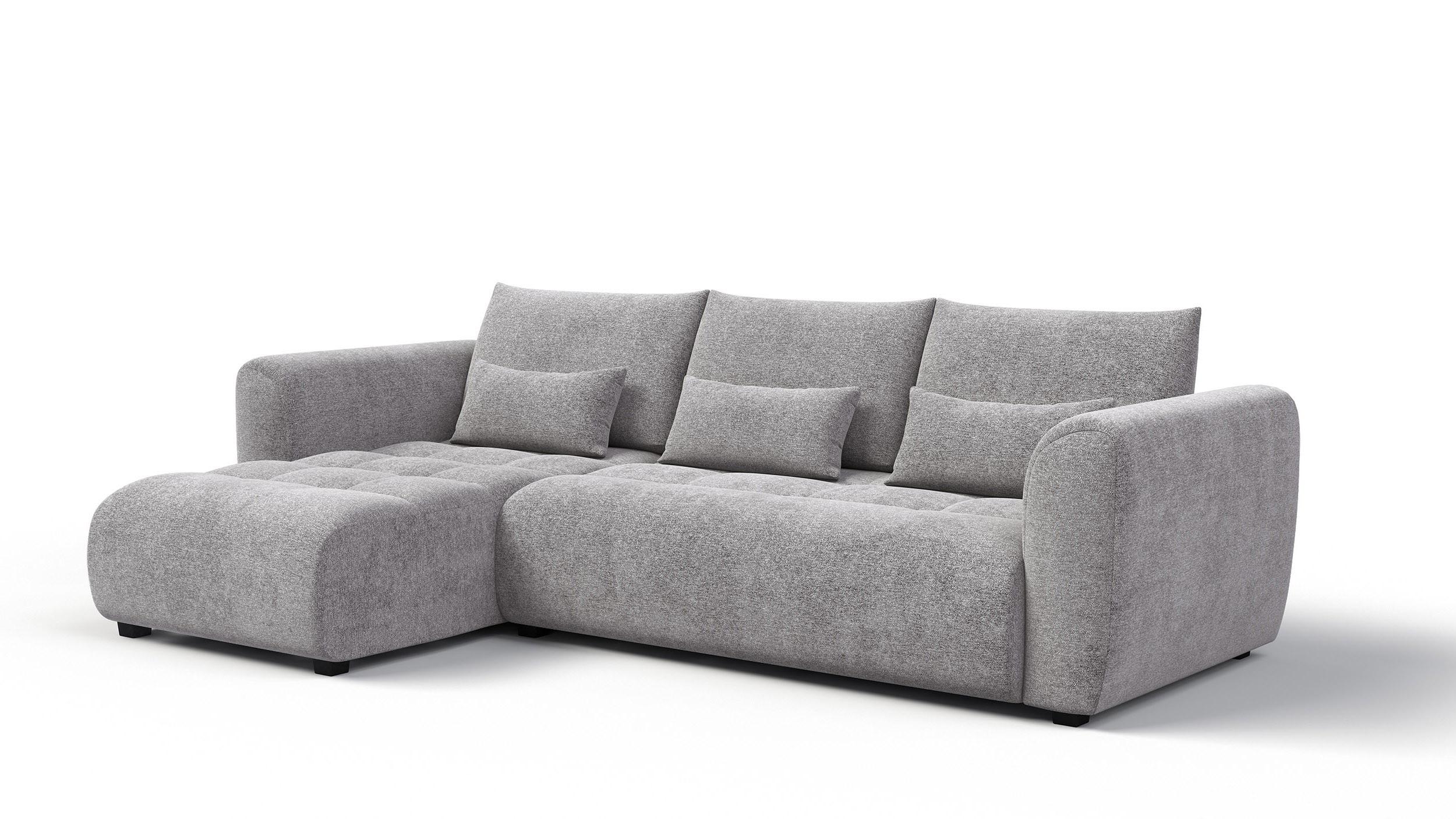 ECKSOFA SORENO 4-Sitzer, platingrau - Schwarz/Grau, Holz/Textil (293/171cm) - Wozimo