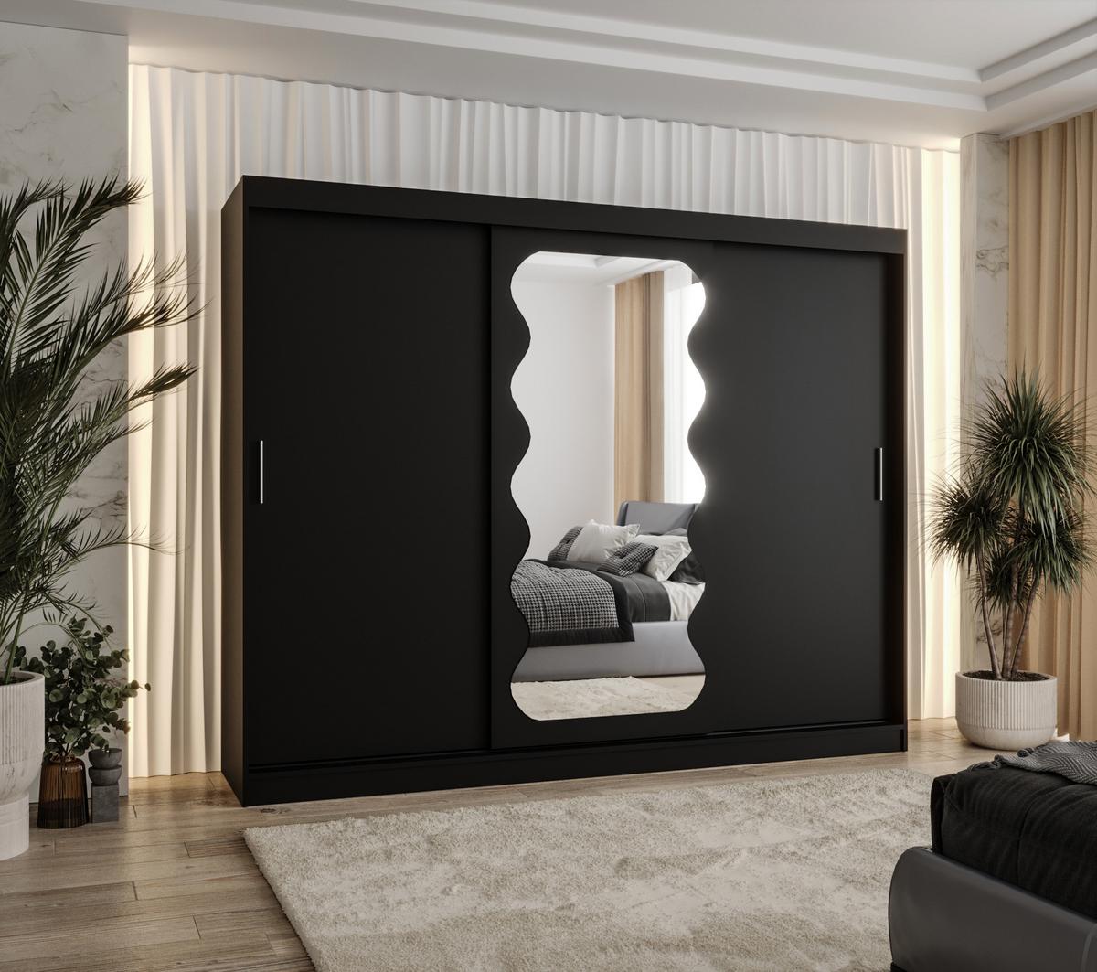 SCHIEBETÜRENSCHRANK mit Spiegel SPOTI 200/250/62 3-türig - Silberfarben/Schwarz, Holz (250/200/62cm) - MÖBEL KRYSPOL