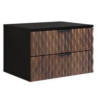 WASCHBECKENUNTERSCHRANK Java 2 Schubladen Walnuss Braun mit Schwarz - 63 x 48 x 40 cm - Eichefarben/Schwarz, Holz (63/40/48cm) - Badplaats