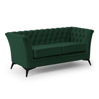 CHESTERFIELD-SOFA 2-sitzer Whitby Flaschengrün Samt mit schwarzen Füßen - Dunkelgrün/Schwarz, Holz/Textil (175/78/82cm) - S-Style Möbel