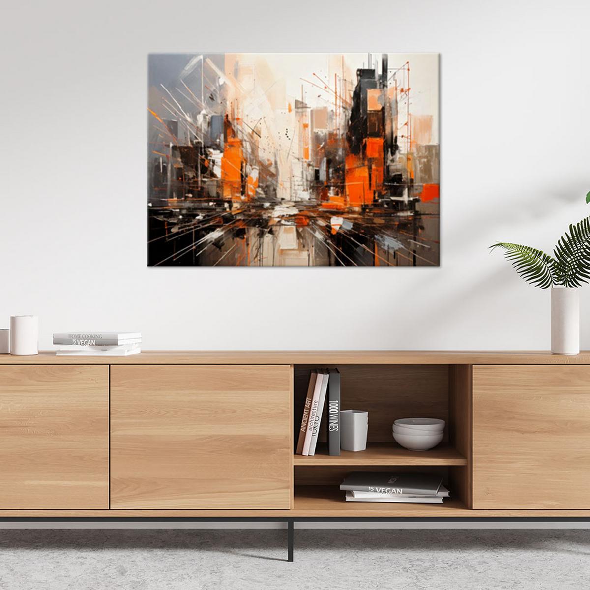 LEINWANDBILD Abstraktion 90x60cm - Orange, Textil (90/60cm) - Feeby