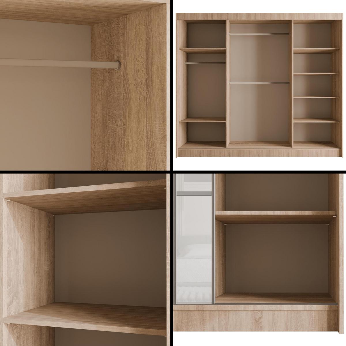 KLEIDERSCHRANK PEKA III - 250 cm - Sonoma Eiche|Weiß - Weiß/Sonoma Eiche, Holzwerkstoff (250/215/61cm) - ALTDECOR