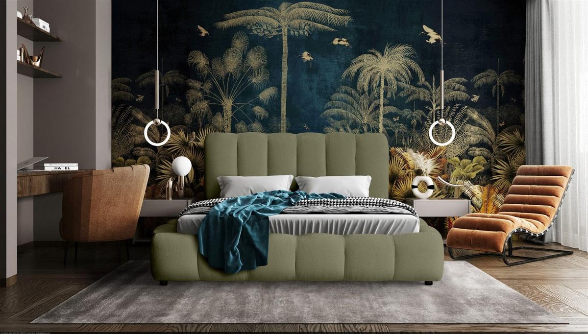 POLSTERBETT Heda Perfect Harmony - Grün, Holzwerkstoff/Textil (180/200cm) - Fun Möbel