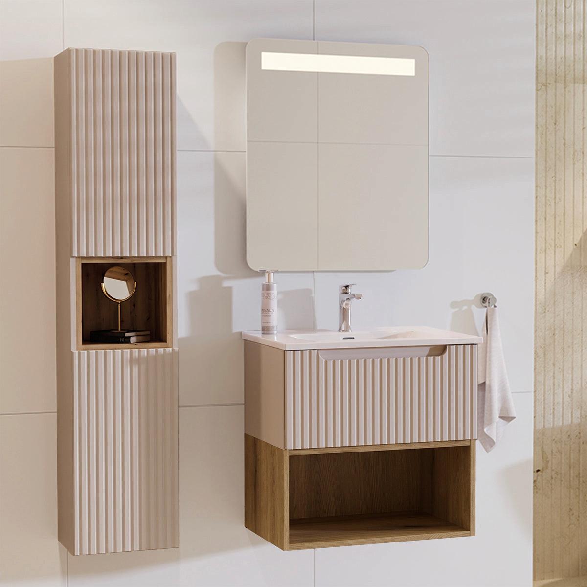 BADMÖBEL 61cm Riva 2er-Set Kaschmir - Beige, Holzwerkstoff (61/60/40cm) - Petits-meubles