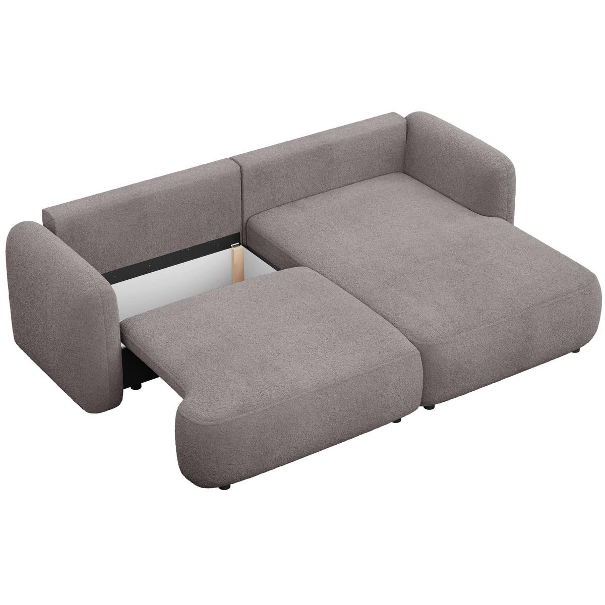 ECKSOFA Tvoya Graubraun Bouclé - Graubraun/Schwarz, Kunststoff/Textil (175/267cm) - Selsey