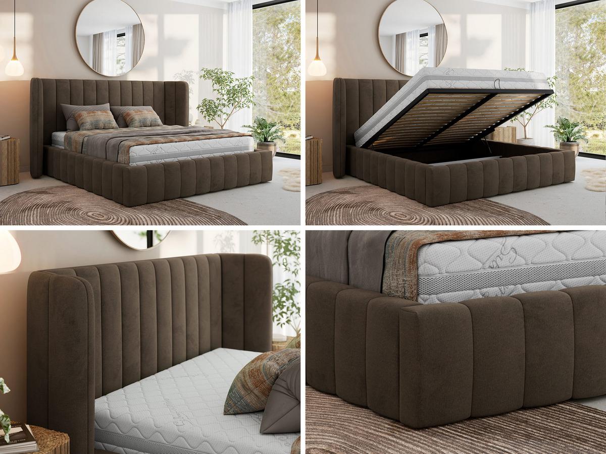 POLSTERBETT GOLETTA CLASSIC 200/200 - Braun Velvet - Multipocket-Matratze - Braun, Textil (200/200cm) - MKS