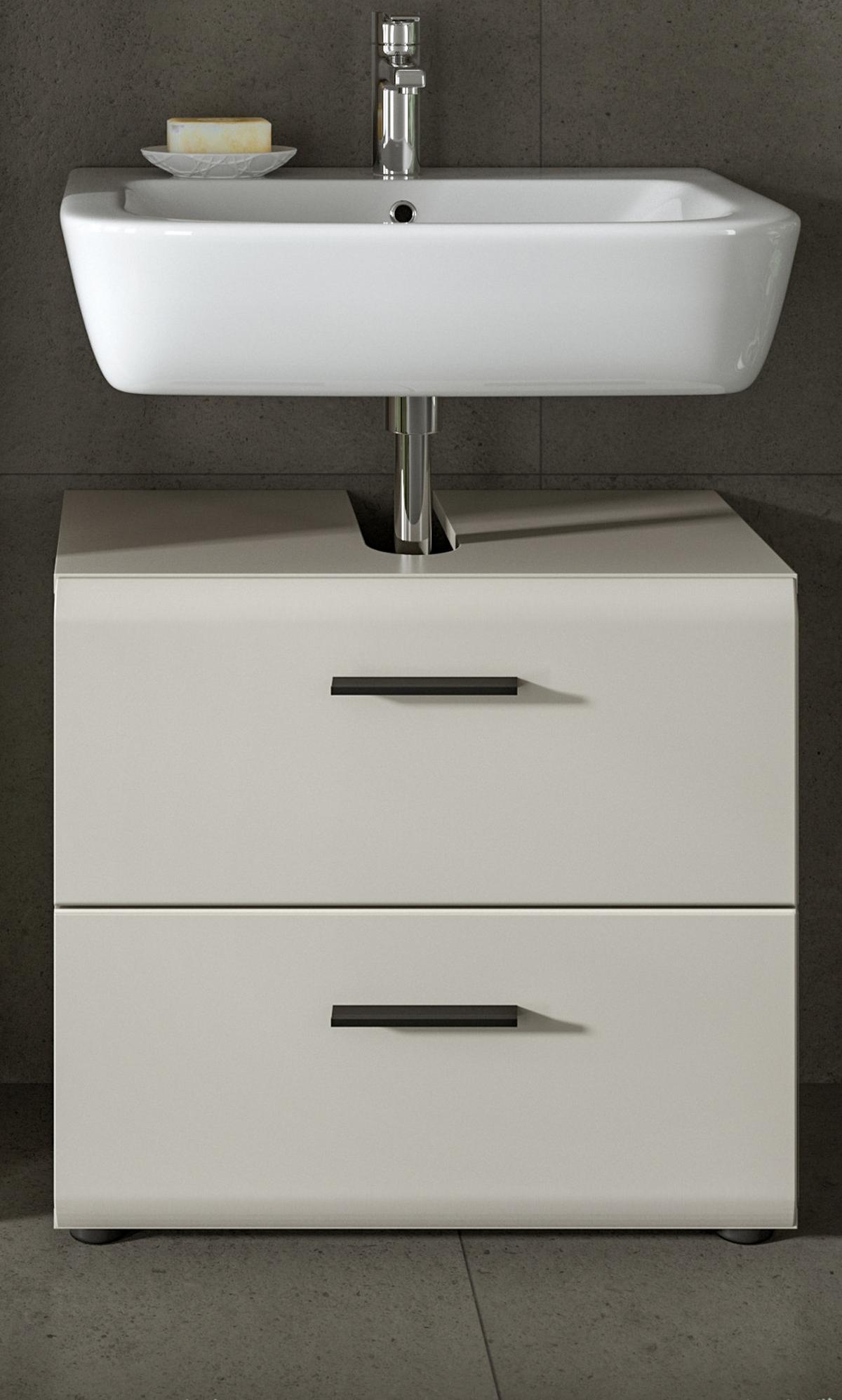 WASCHBECKENUNTERSCHRANK Kaschmir 60 cm, Badschrank mit Vollauszug-Schubladen - Kaschmir/Schwarz, Holzwerkstoff/Kunststoff (60/55/30cm) - Inn.Furn