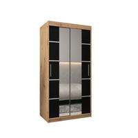 SCHWEBETÜRENSCHRANK 200/100/62 2-türig - Silberfarben/Schwarz, Holz/Kunststoff (100/200/62cm) - MÖBEL KRYSPOL
