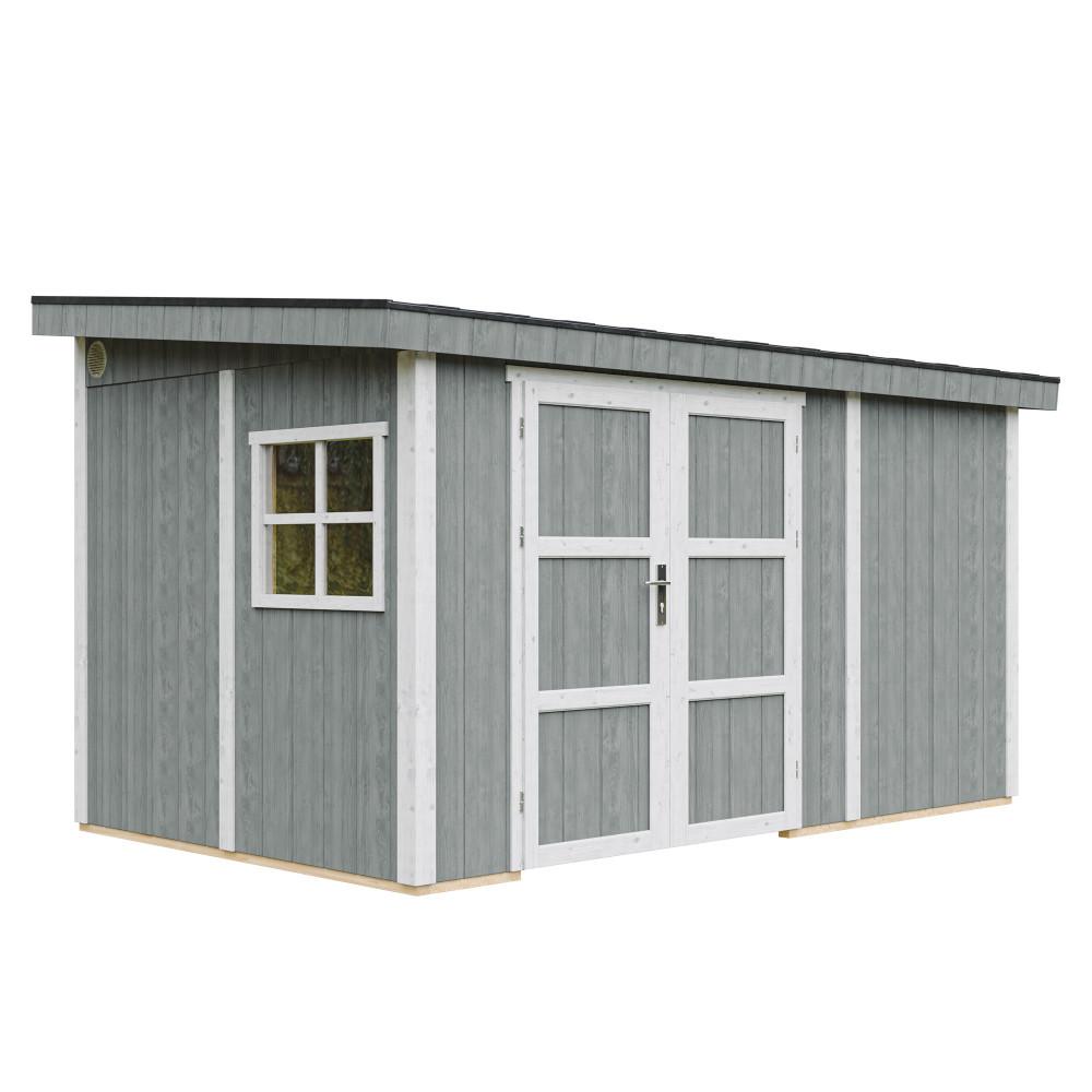 GARTENHAUS 8,68 m² - H231x248x412 cm - Ohne Boden und Seitenwand – M939B-CAVERN STEEL - Dunkelgrau, Holz (236/231/368cm) - Timbela