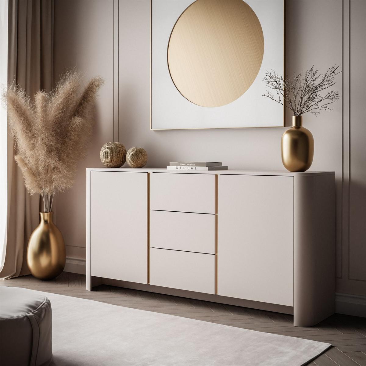 KOMMODE mit Schubladen DESTINY KSZ-168 Kaschmir - Kaschmir, Holzwerkstoff (168/84/39cm) - Lookway