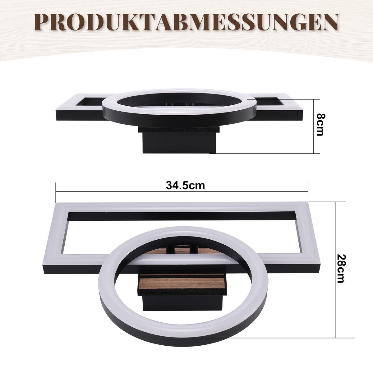 LED DECKENLEUCHTE Ixith 34.5/28/8 cm - Schwarz, Kunststoff/Metall (34.5/28/8cm) - ZMH